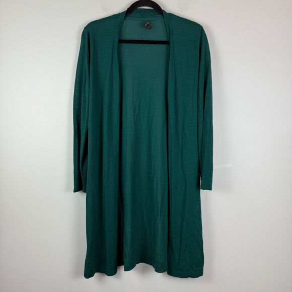 J.Jill Wearever Collection Cardigan Women S Petite Kelly Green Long Line Duster - Picture 1 of 7